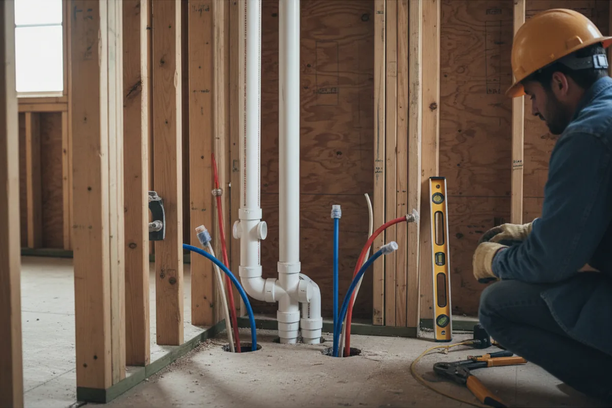 Drain and supply rough-in during Sump Pump Repair in Orlinda
